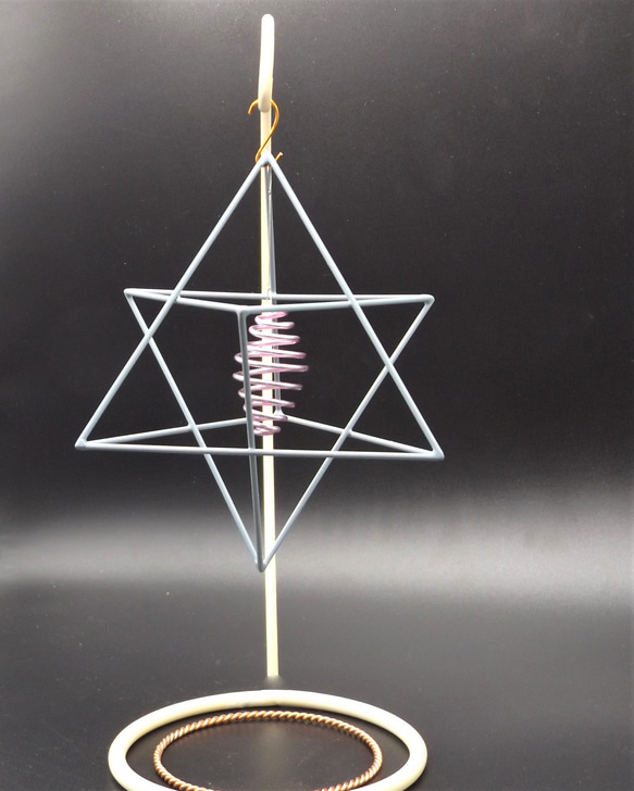 マカバ  120-12 世田谷ブルー テスラ二重渦巻コイル 神聖幾何学 波動調整装置 地場調整 瞑想 2枚目の画像