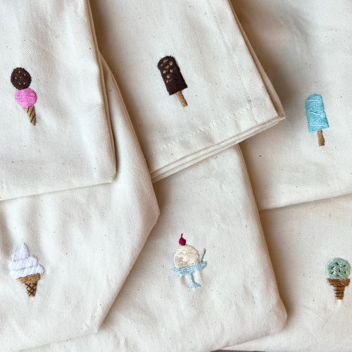 入園入学準備セット 刺繍グッズ6点／アイスクリーム［選べる8色