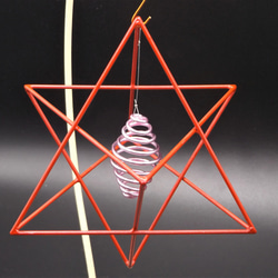 マカバ  レッド テスラ二重渦巻コイル 神聖幾何学 波動調整装置 地場調整 瞑想 4枚目の画像
