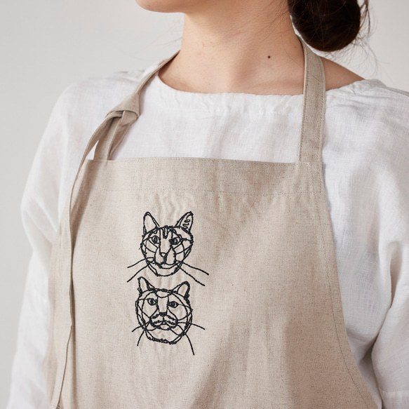 +HAyU fabric -kitchen fabrics- コットンリネン刺繍エプロン 11枚目の画像