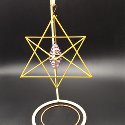 マカバ  黄色系 テスラ二重渦巻コイル 神聖幾何学 波動調整装置 地場調整 瞑想 3枚目の画像