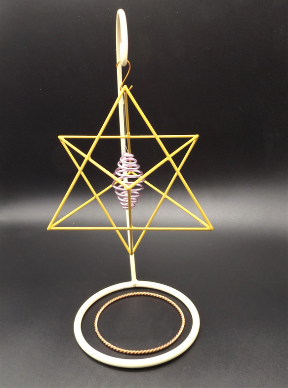 マカバ  黄色系 テスラ二重渦巻コイル 神聖幾何学 波動調整装置 地場調整 瞑想 3枚目の画像