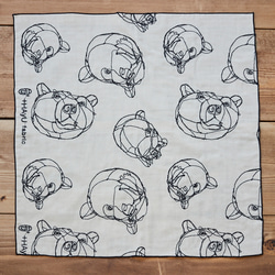 +HAyU fabric ～BEAR～ 綿100%ダブルガーゼ刺繍ハンカチ 2枚目の画像