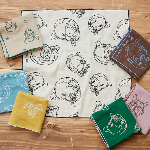 HAyU fabric ～RABBIT～ 綿100%ダブルガーゼ刺繍ハンカチ ハンカチ