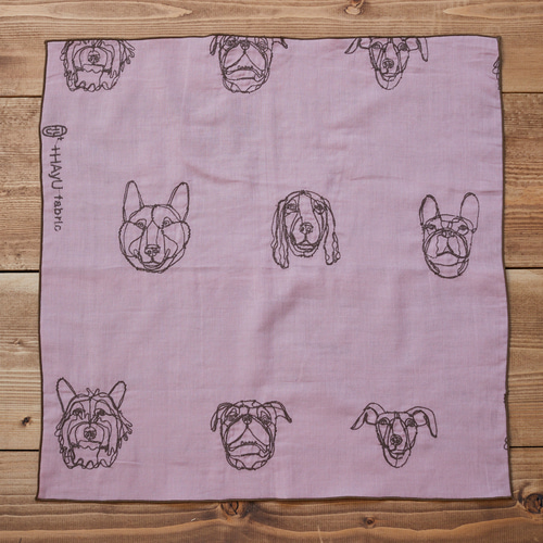 HAyU fabric ～DOGS～ 綿100%ダブルガーゼ刺繍ハンカチ ハンカチ
