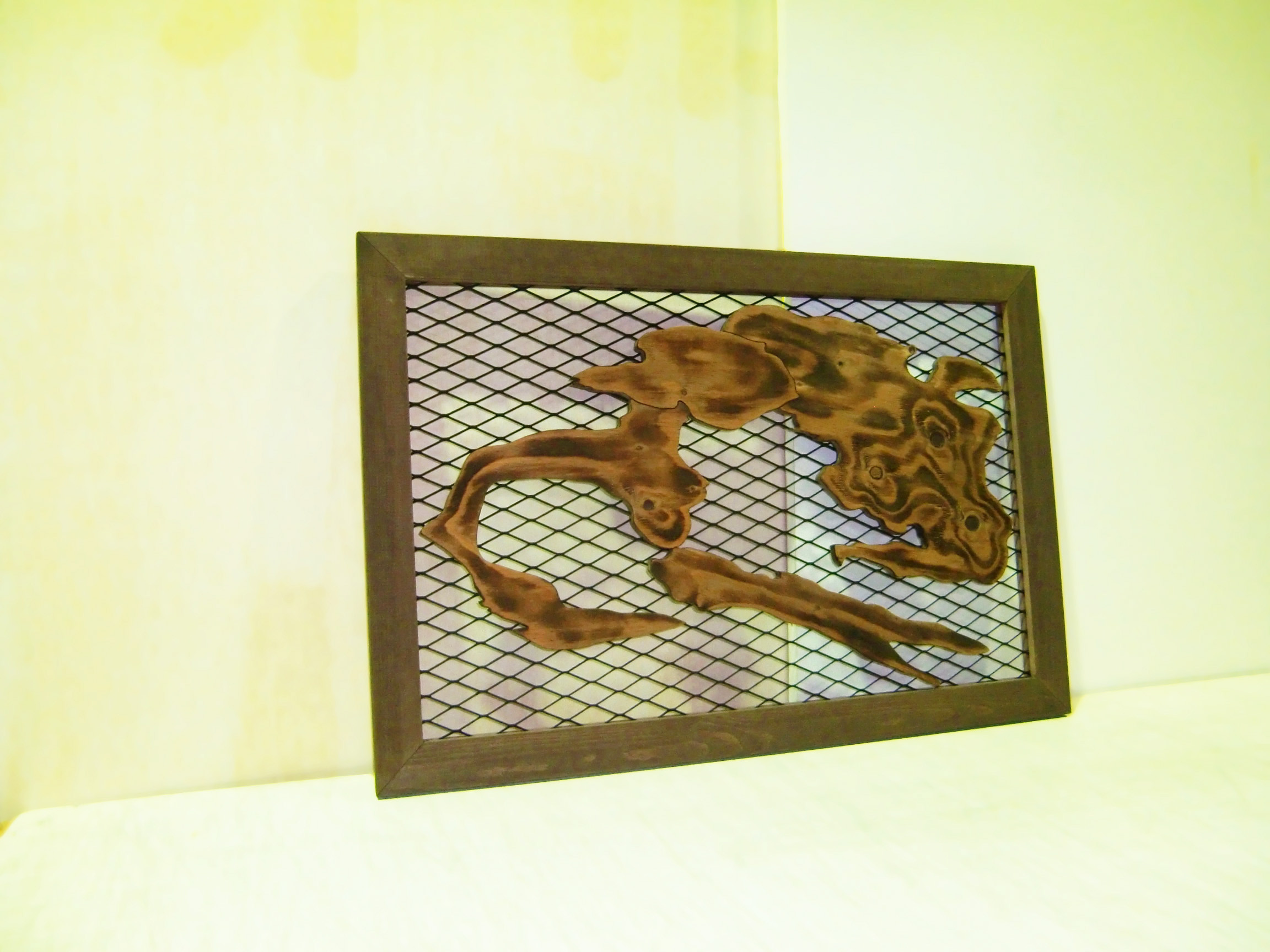 【A】額縁 欄間風 一点もの  レトロ×モダン メタル×木製 インテリア 男前系 壁掛けでも 床置きでも #206