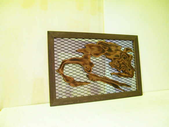 A】額縁 欄間風 一点もの レトロ×モダン メタル×木製 インテリア 男前