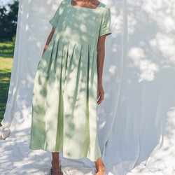夏の綿とリネンワンピースロングスカート 2枚目の画像