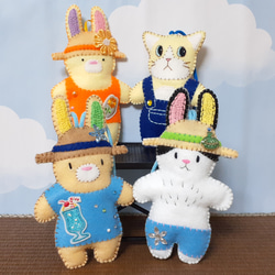 夏の装いのフェルトマスコット3(うさぎ・猫) ぬいぐるみ もちまる 通販