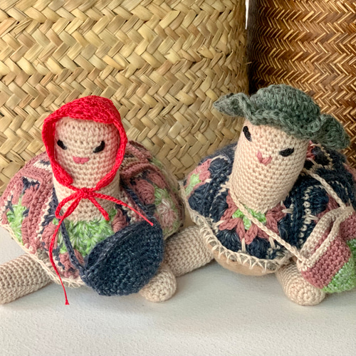 アフリカンフラワー カメのあみぐるみ 編みぐるみ あみぐるみ