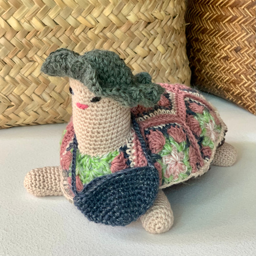 アフリカンフラワー カメのあみぐるみ 編みぐるみ あみぐるみ