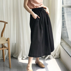 夏亜麻コットンロングスカート 質の高いタックスカート 9枚目の画像