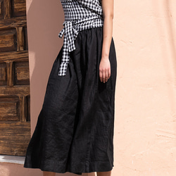 夏亜麻コットンロングスカート 質の高いタックスカート 5枚目の画像