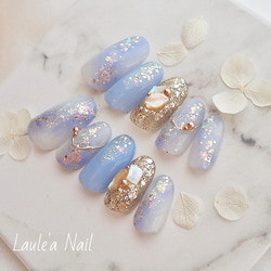 ネイルチップ ニュアンスちゅるん夏ネイルシェルピンクオーロラシャボン玉no.82 ネイルチップ ニュアンスちゅるん夏ネイルシェルピンクオーロラ