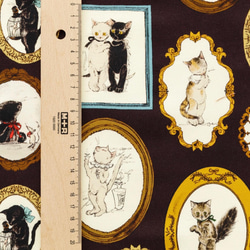 予約販売　くらはしれい　猫の肖像(ブラック) オックス生地【50cmカットクロス】 3枚目の画像