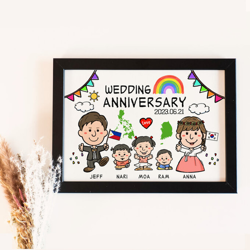 似顔絵プレゼント☆誕生日に喜寿祝いの額縁用似顔絵オーダー