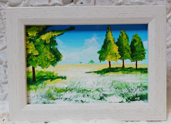 油絵 絵画 咲いた白の広場【Ａ3】 油絵 絵画 咲いた白の広場【A3】 油絵 ミニ絵画【咲いた白の広場】