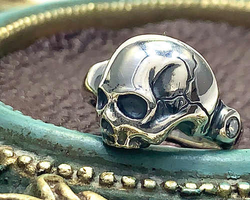 SR-13/SID-02】スカルリング／シルバーリング／925／CZ／ロンドン