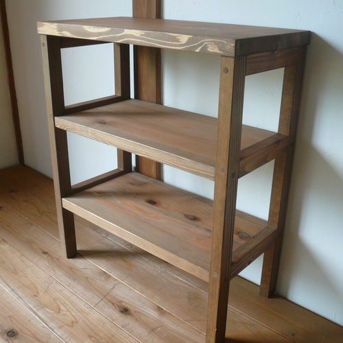 木製ラック・ウッドラック Meme ラック 木製 パイン材 (幅60 奥行30 高さ110cm) 4段 SPR-11060(NA)T