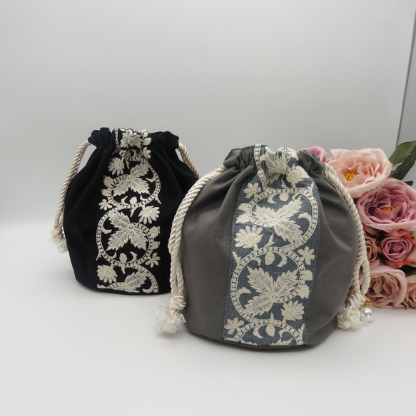 インド刺繍リボン巾着 7枚目の画像