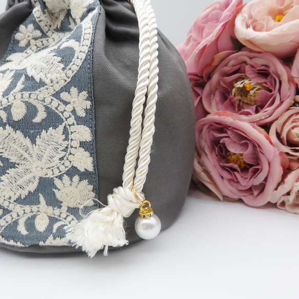 インド刺繍リボン巾着 3枚目の画像