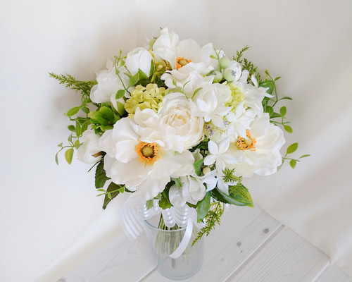 ウェディングブーケ＆ブートニア ウェディングブーケ（ブートニア付き）B-92 ブーケ himejyon 通販