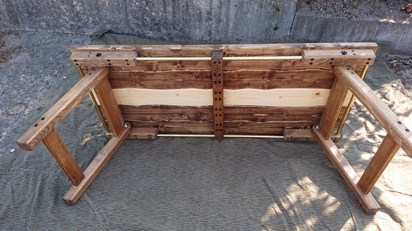 【受注生産】折りたたみローテーブル  （小太郎テーブル）  真鍮バータイプ 7枚目の画像