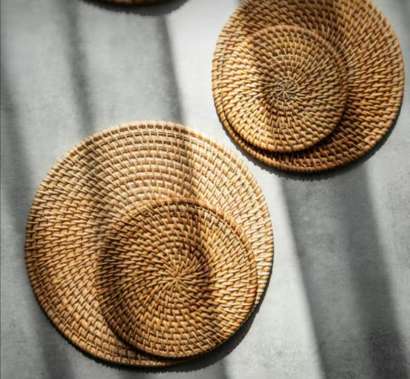 手織り天然籐断熱マットコースターポットマット 3枚目の画像