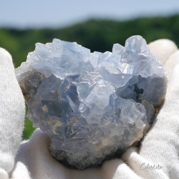天然石 約182g約61mmセレスタイト(マダガスカル産)クラスター原石結晶ぎっしり天青石[ce-220629-01] 1枚目の画像