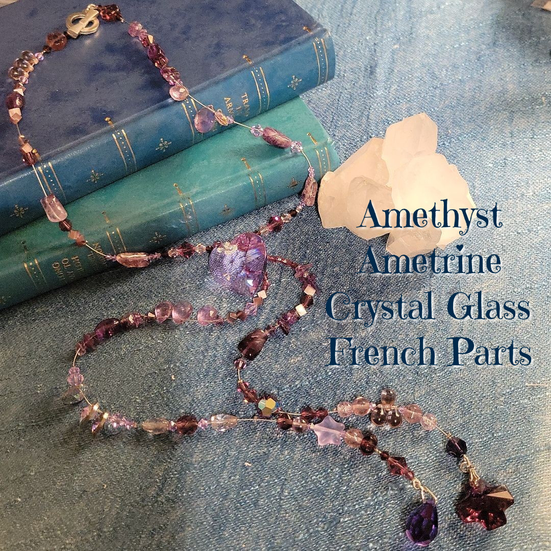 キラキラ　ネックレス　アメジスト　パープル