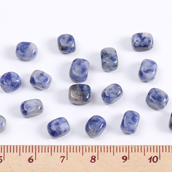 N2779   30個  天然石ビーズ ブルースポットストーン 長方形型 6×7mm  3X（10ヶ） 4枚目の画像