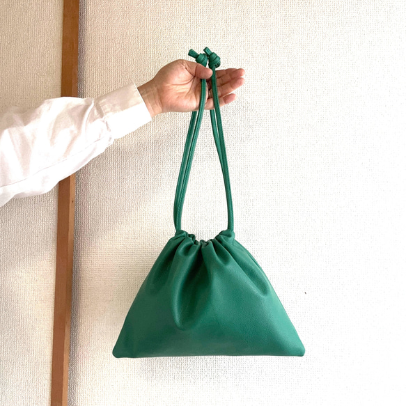 革製巾着グリーン