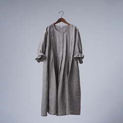 [wafu] [亞麻洋裝] 蓬鬆輕盈搖曳褶裙 / 淡褐色 a014d-hbm1 第12張的照片
