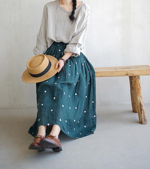 【受注製作】新作・天然素材で・リンネ麻スカート