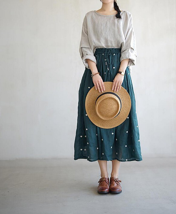 【受注製作】新作・天然素材で・リンネ麻スカート