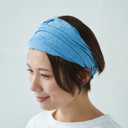 ワークヘアバンド　work hairband  / 　linen　ブルー 2枚目の画像