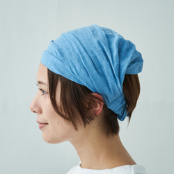 ワークヘアバンド　work hairband  / 　linen　ブルー 3枚目の画像