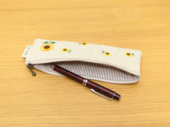 筆袋向日葵手工刺繡 第4張的照片