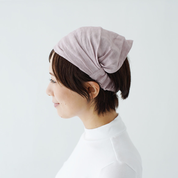 ワークヘアバンド　work hairband  / 　linen　グレイッシュピンク 2枚目の画像