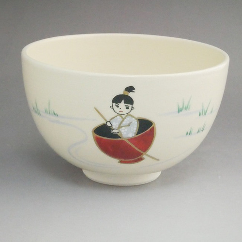 一寸坊師おわんの外 小茶碗 日本昔話 一寸法師◇商品番号 5157 茶碗・めし碗 松韻堂