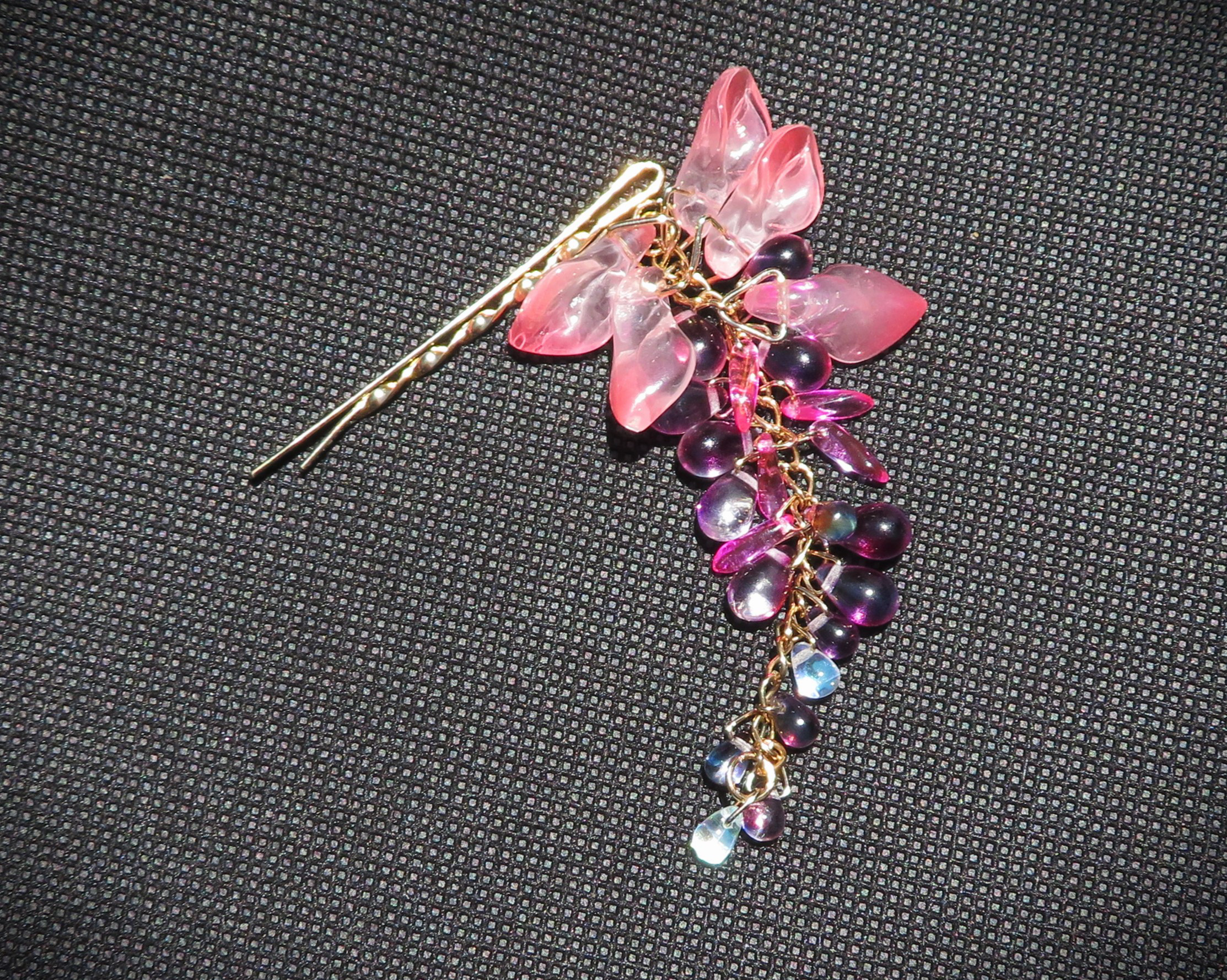 【桜藤の香 花ピン】 髪飾り 長房紫 ヘアピン