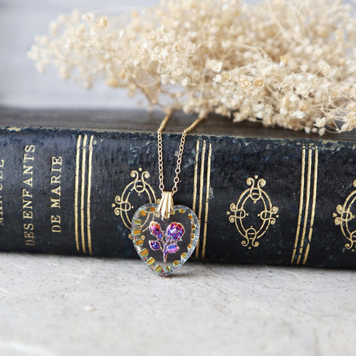 西ドイツ製ヴィンテージ！薔薇のハートネックレス 1950年代 金アレ対応