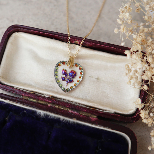 西ドイツ製ヴィンテージ！薔薇のハートネックレス 1950年代 金アレ対応