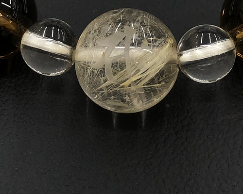 天然石 ブラウンルチルハート×シトリン×スモーキーS字彫 ☆高品質天然石☆【午】ルチルクォーツ梵字＆スモーキークォーツ