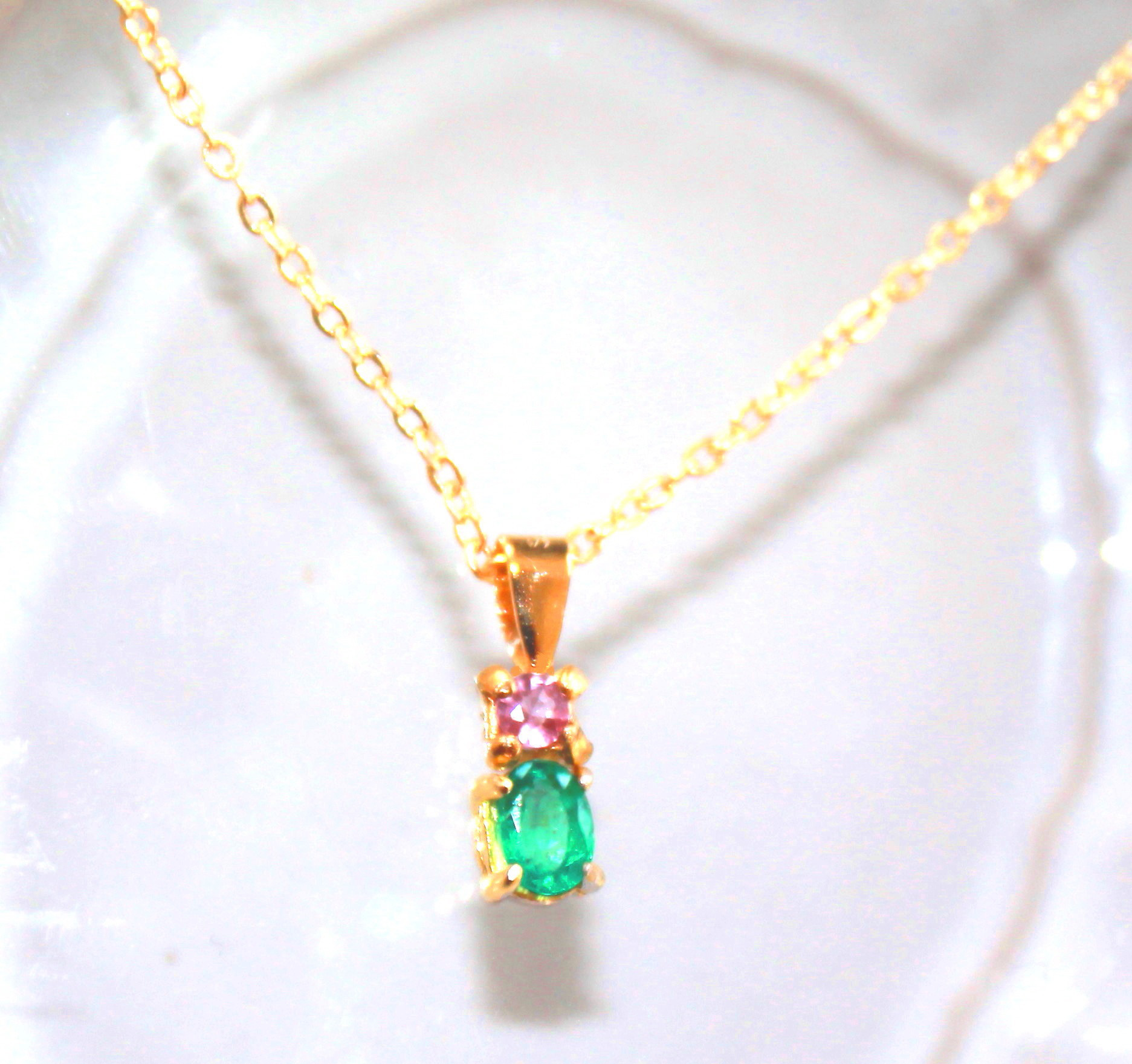 - shuwa shuwa pink - k10 Pink Sapphire & Emerald Pendant Top