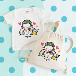 ◉イラストが選べる！名入れTシャツとナップザックの2点セット◉ 1枚目の画像