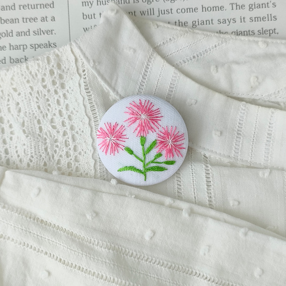 【受注生産】撫子の花刺繍ブローチ 6枚目の画像