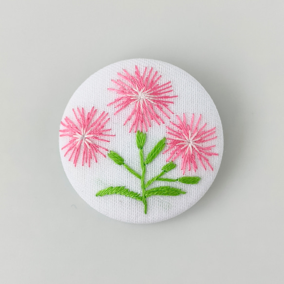 【受注生産】撫子の花刺繍ブローチ 1枚目の画像