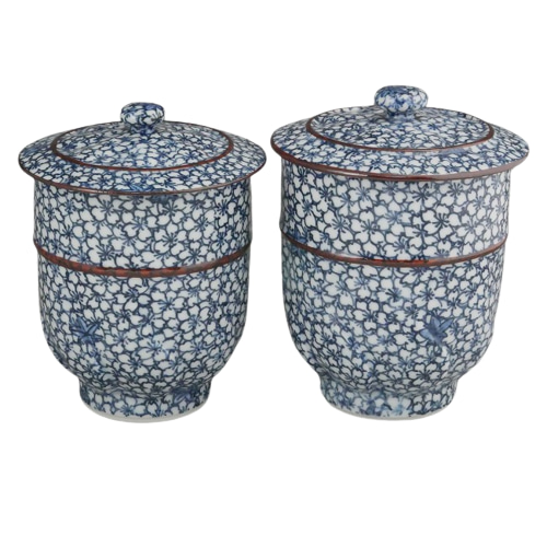 京焼 清水焼 雲錦詰蓋付夫婦湯呑み 孝峰 清水焼 京焼の孝