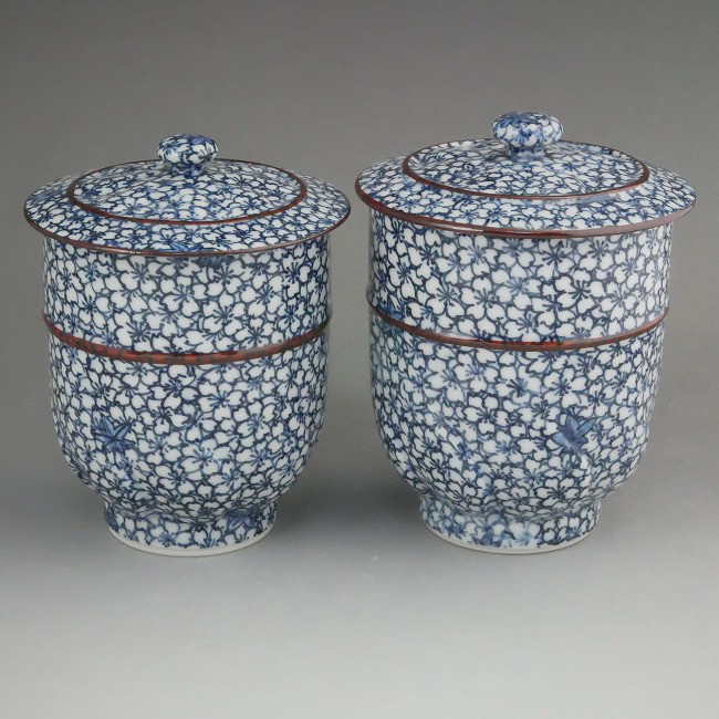 湯呑 各見政峯 共箱 備前 春夏秋冬